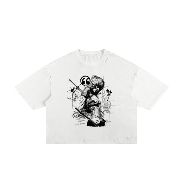 Gothic Frayed Boxy Tee