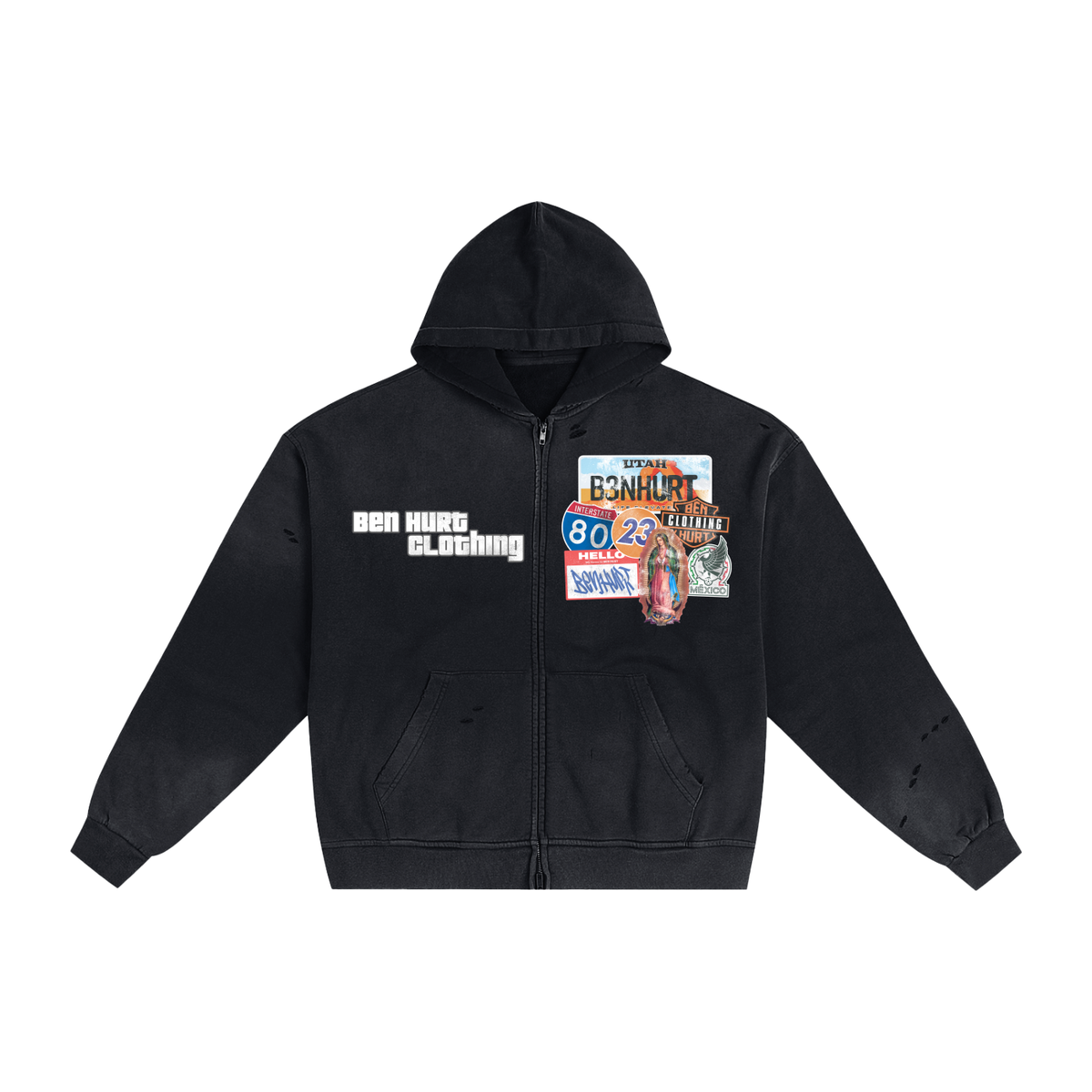 Crossroads Hand-Frayed Sunfade Zip Hoodie 1