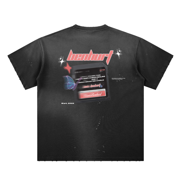 Purpose In Pain Hand-Frayed Sunfade Paint Splatter Tee